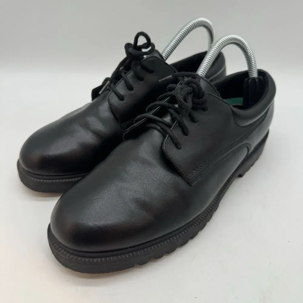 Hush Puppies Professional Casual Oxfords Men's 7M Black Leather Lace Up Shoes